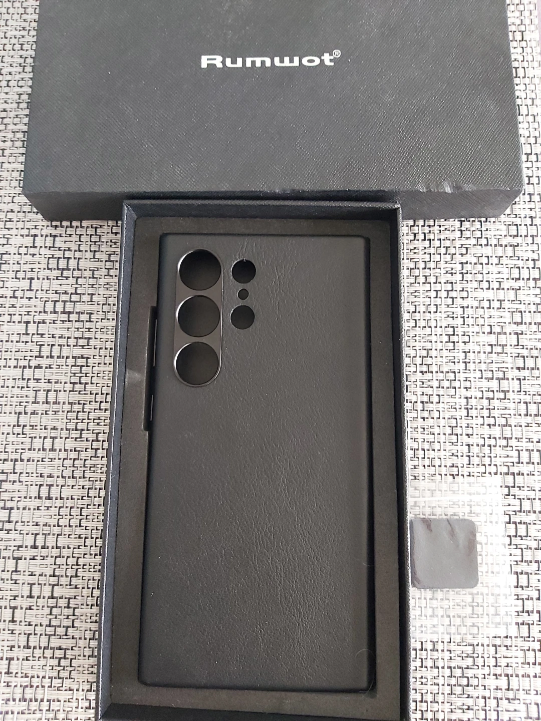 Rumwot Black Leather Phone Case for Galaxy S24 Ultra