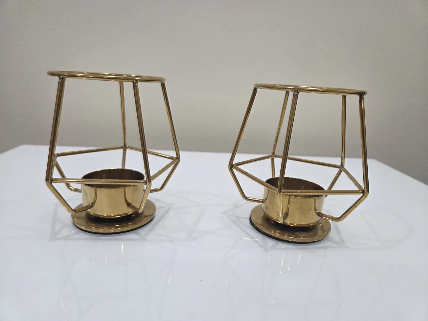Ikea Set of 2 Gold Geometric Candle Holders
