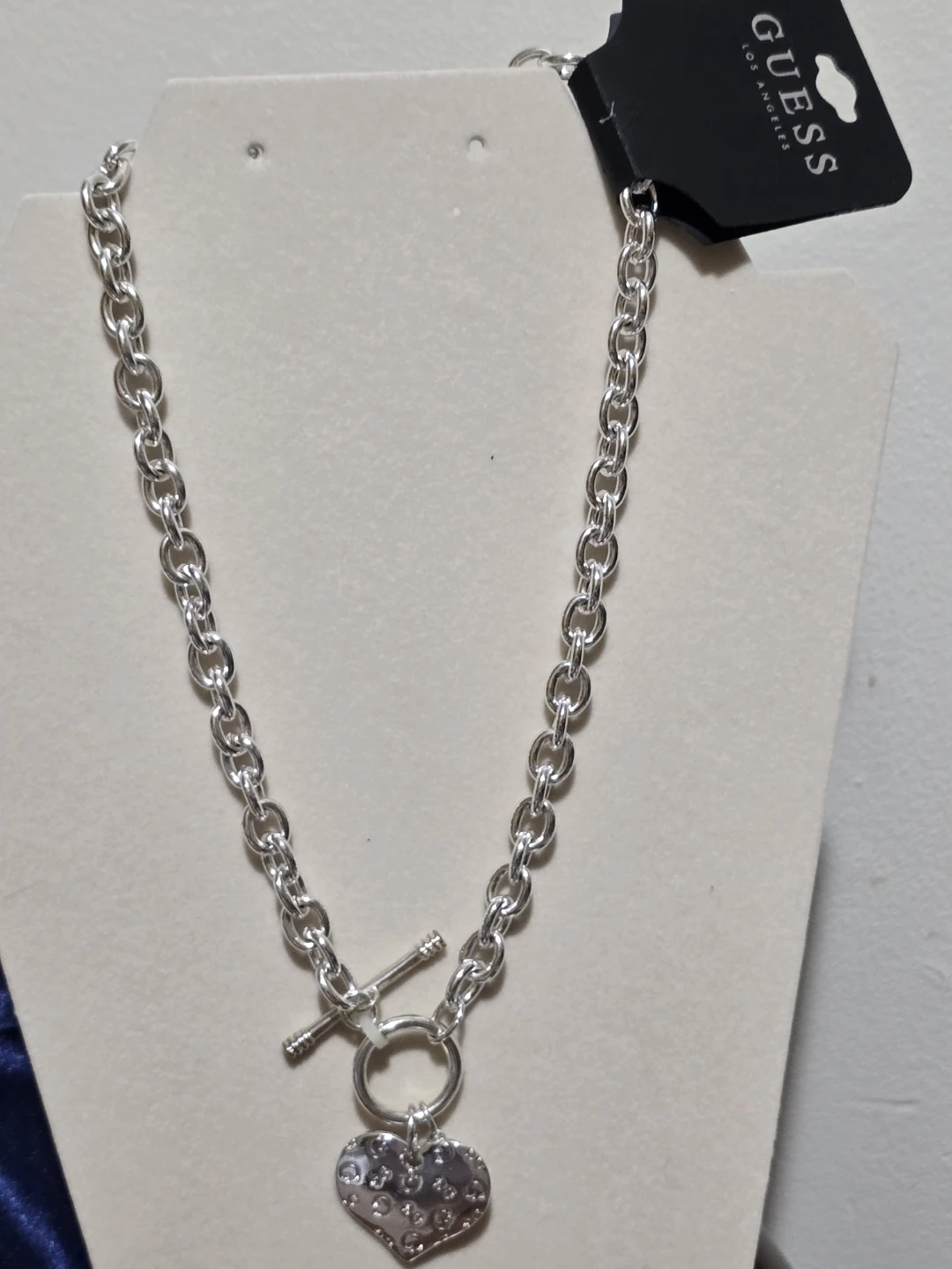 Guess Silver Tone Toggle Necklace with Heart Charm - photo 3