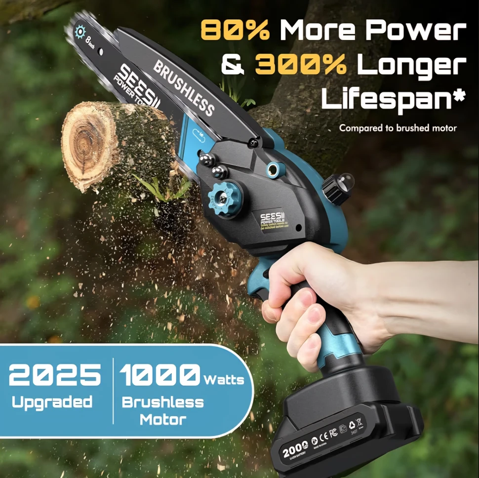 SEESII 8-inch Brushless Cordless Chainsaw with 2x 21V 4 - photo 5