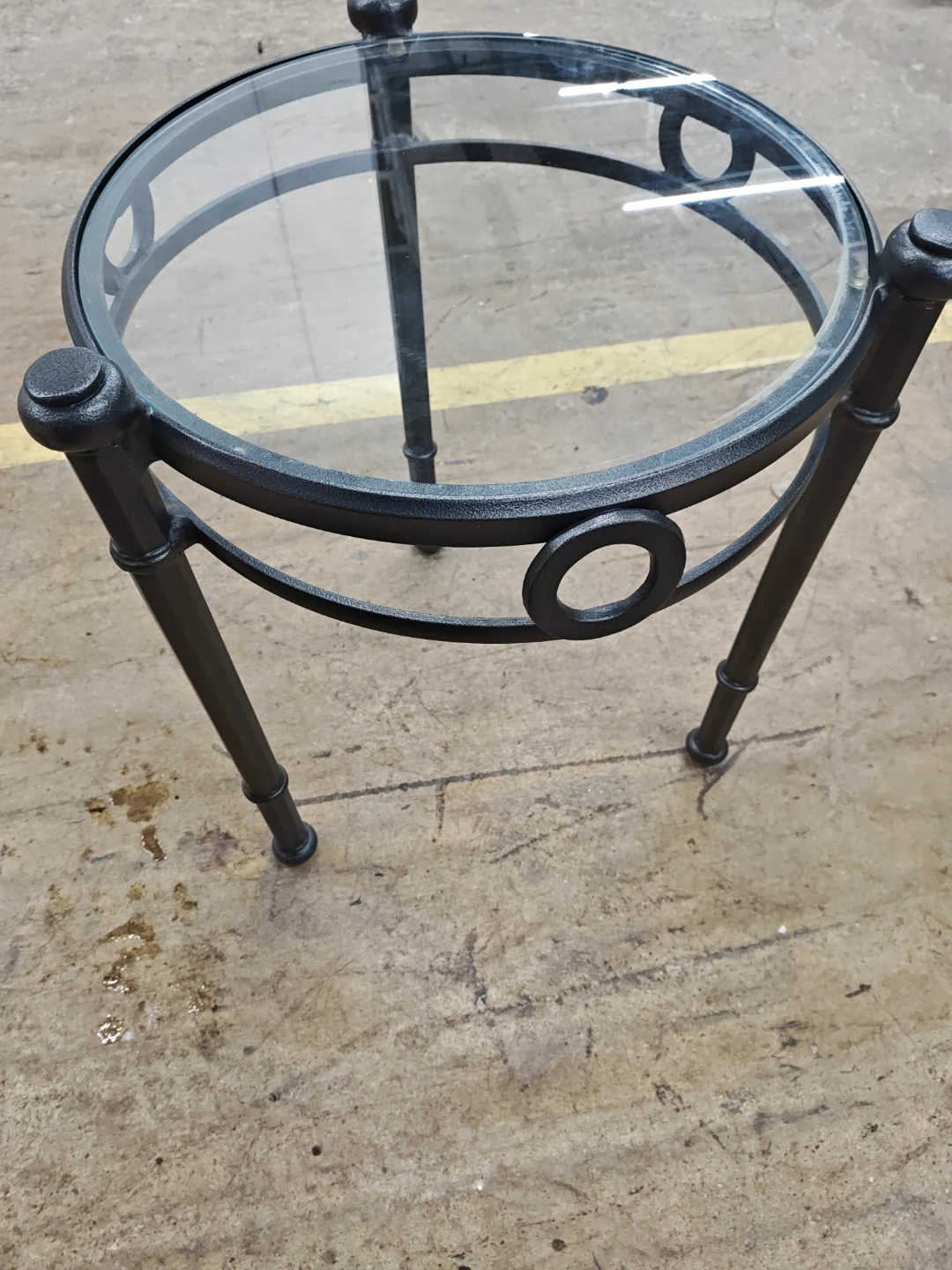 Round Black Metal Side Table with Glass Top - photo 3
