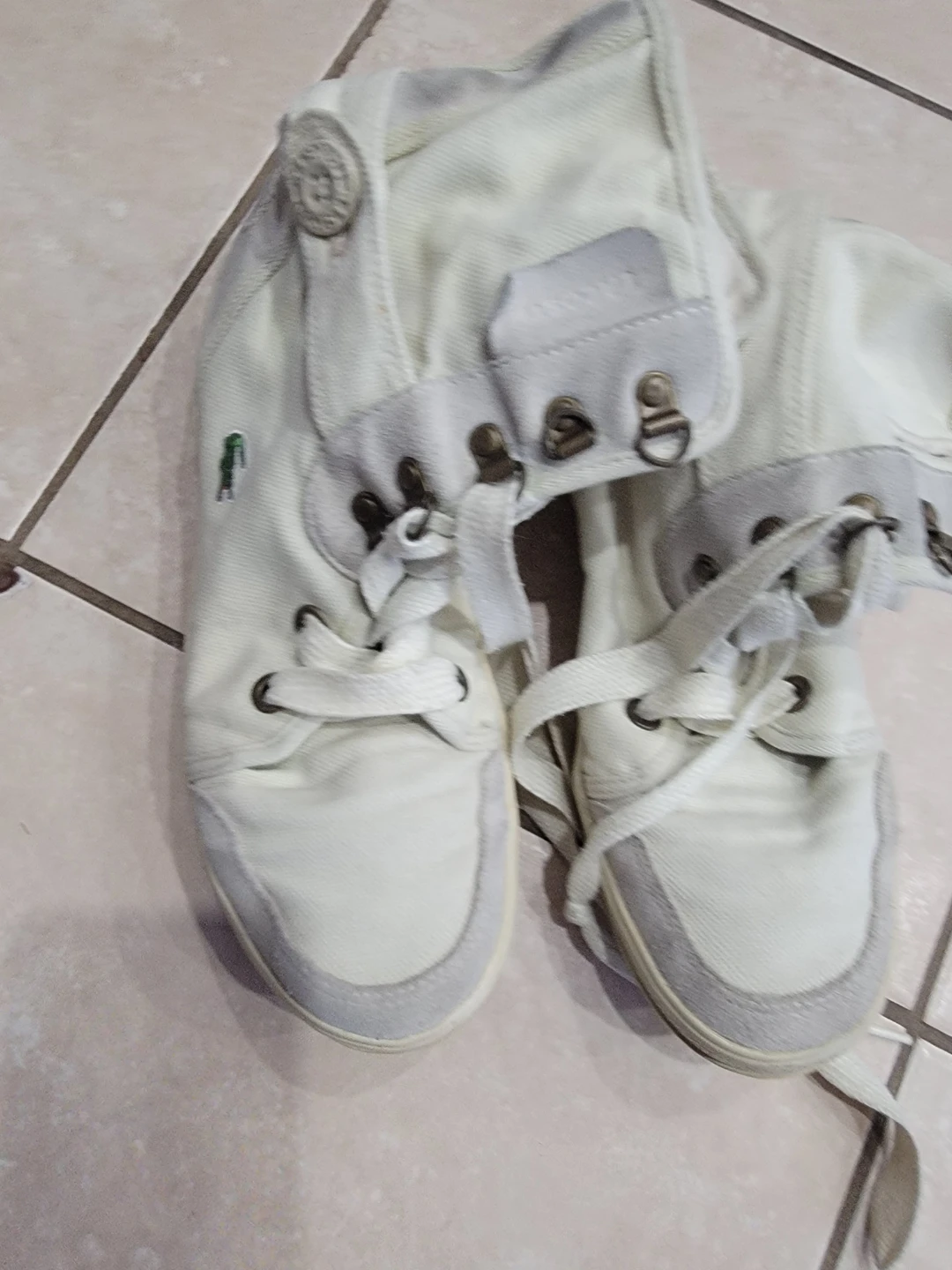 White Lacoste Canvas High-Top Sneakers
