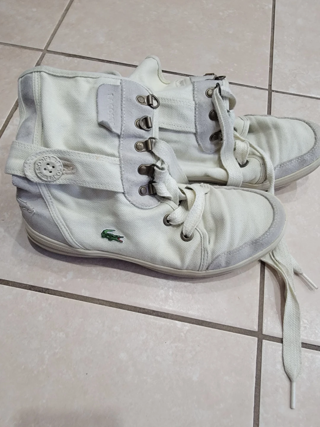White Lacoste Canvas High-Top Sneakers - photo 2