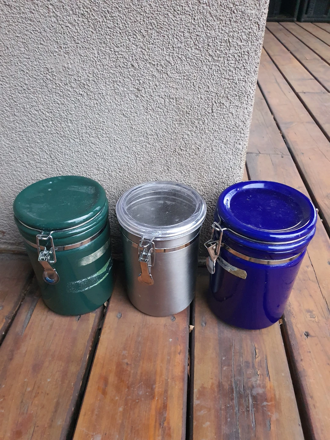 FREE Set of 3 Canister Jars - Green, Silver, Blue