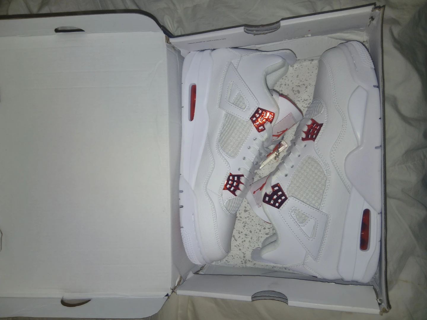 Air Jordan 4 White Red Sneakers - photo 2