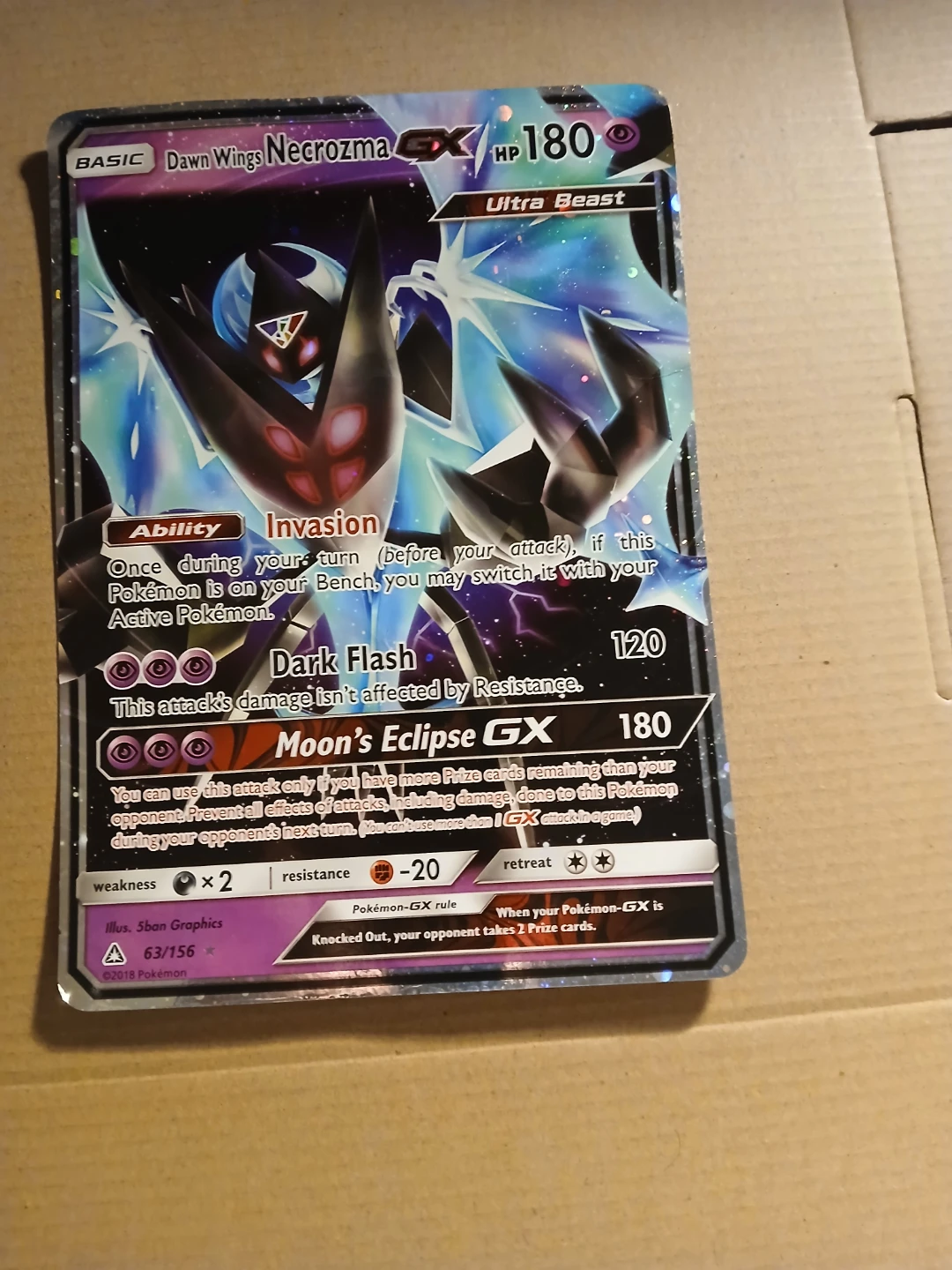 Pokemon Dawn Wings Necrozma GX Ultra Beast Trading Card 63/156