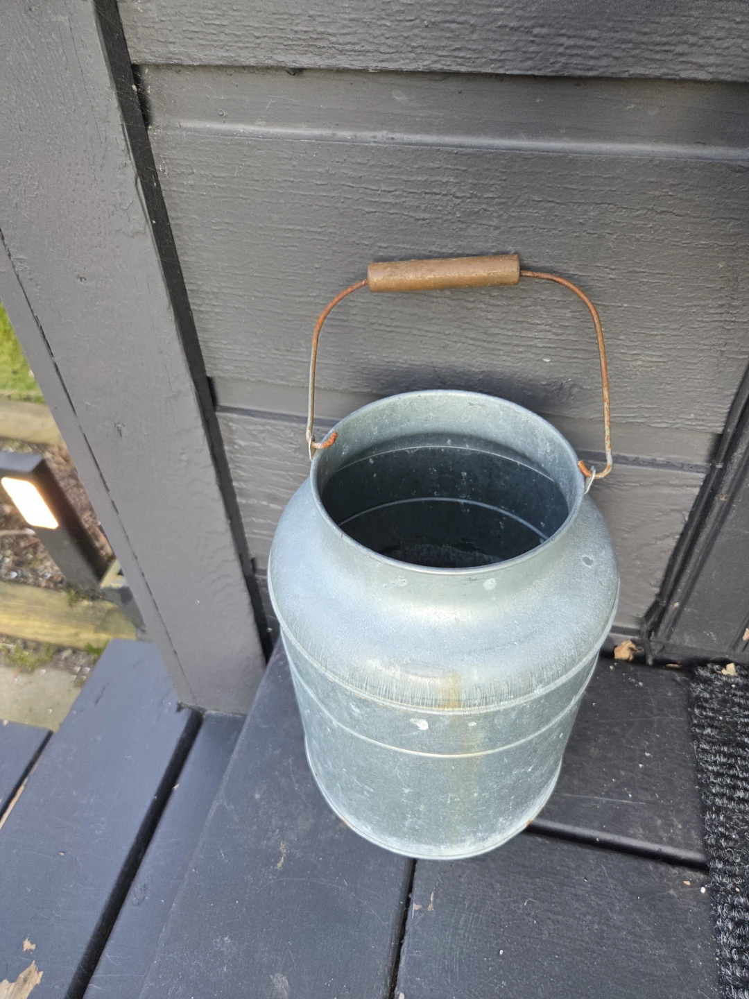 Galvanized Metal Pail with Wooden Handle