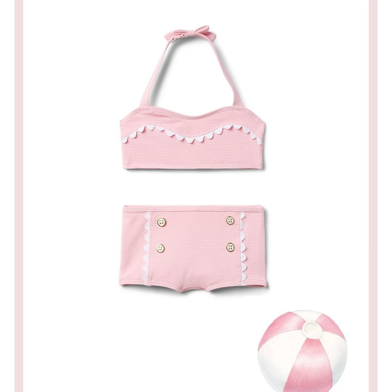 Janie and Jack Pink Bikini Set with Hat
