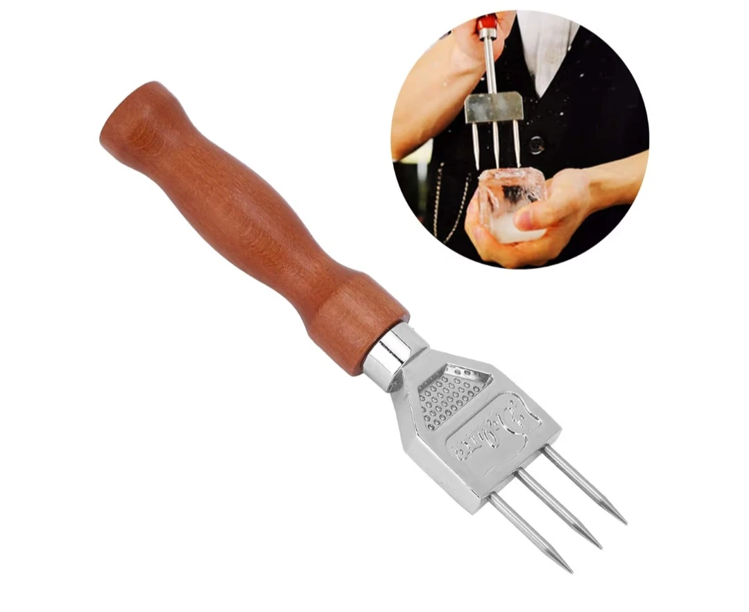 Ice Pick Stainless Steel with Safety Wooden Handle for
