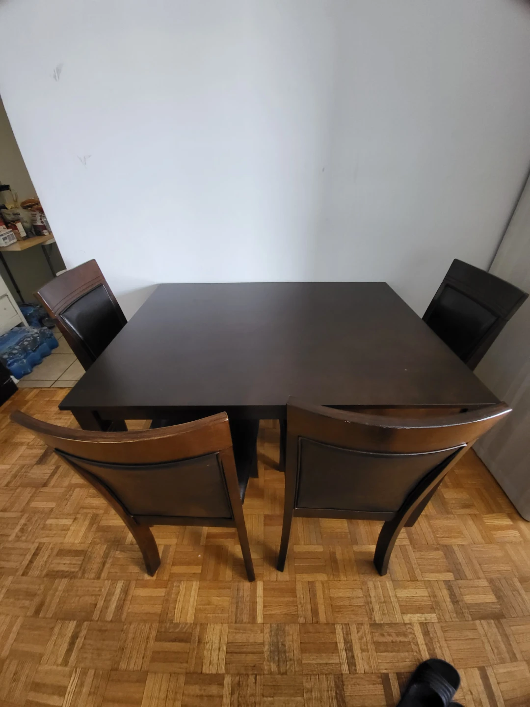 Dark Brown Dining Table Set with 4 Chairs