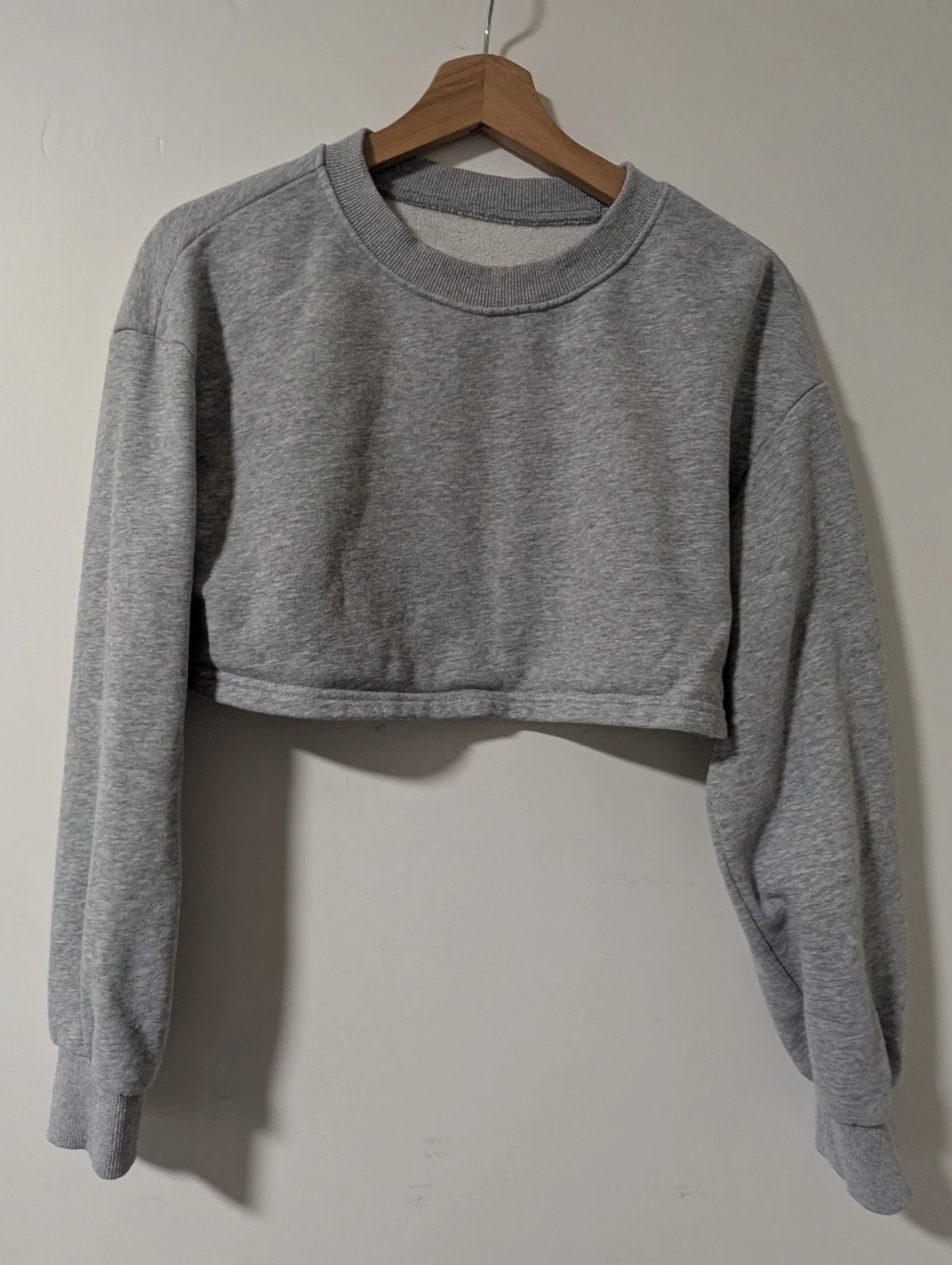 Grey Cropped Crewneck Sweatshirt