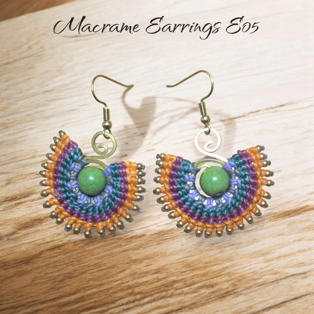 Macrame Fan Earrings E05🏆