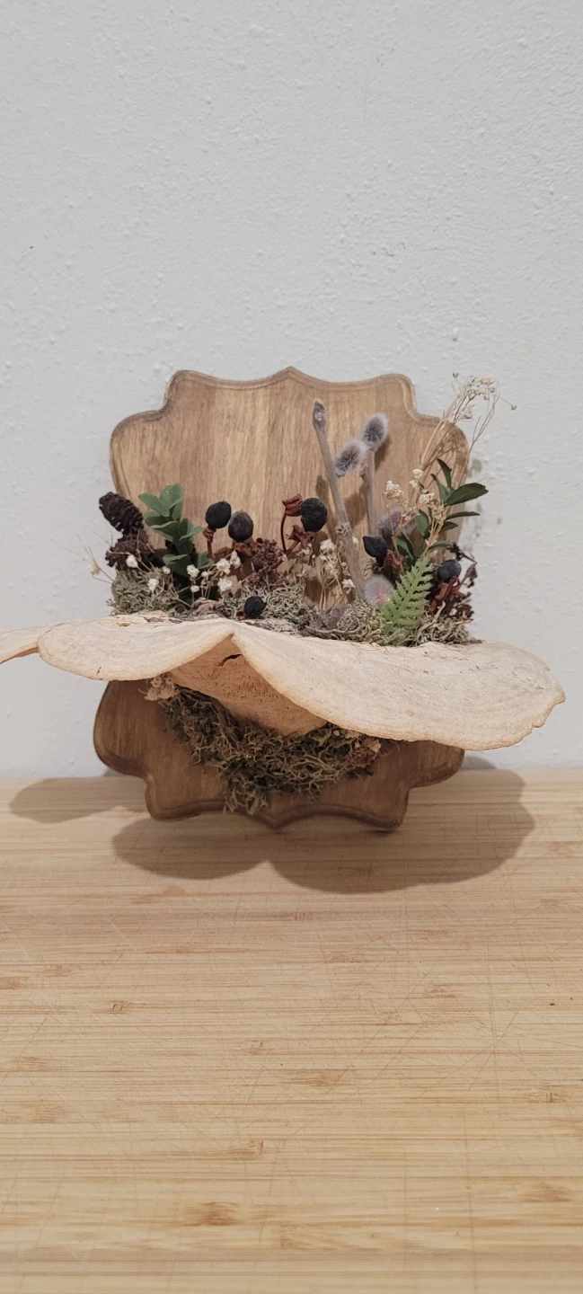 Dried Floral and Wood Display