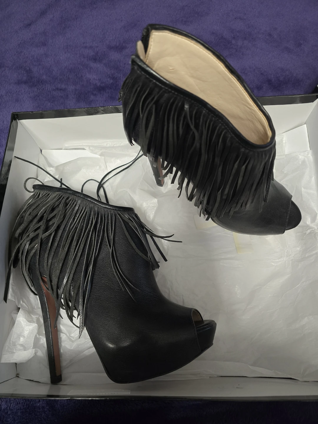 Black Leather Fringe Ankle Boots by Boutique 9 - photo 2