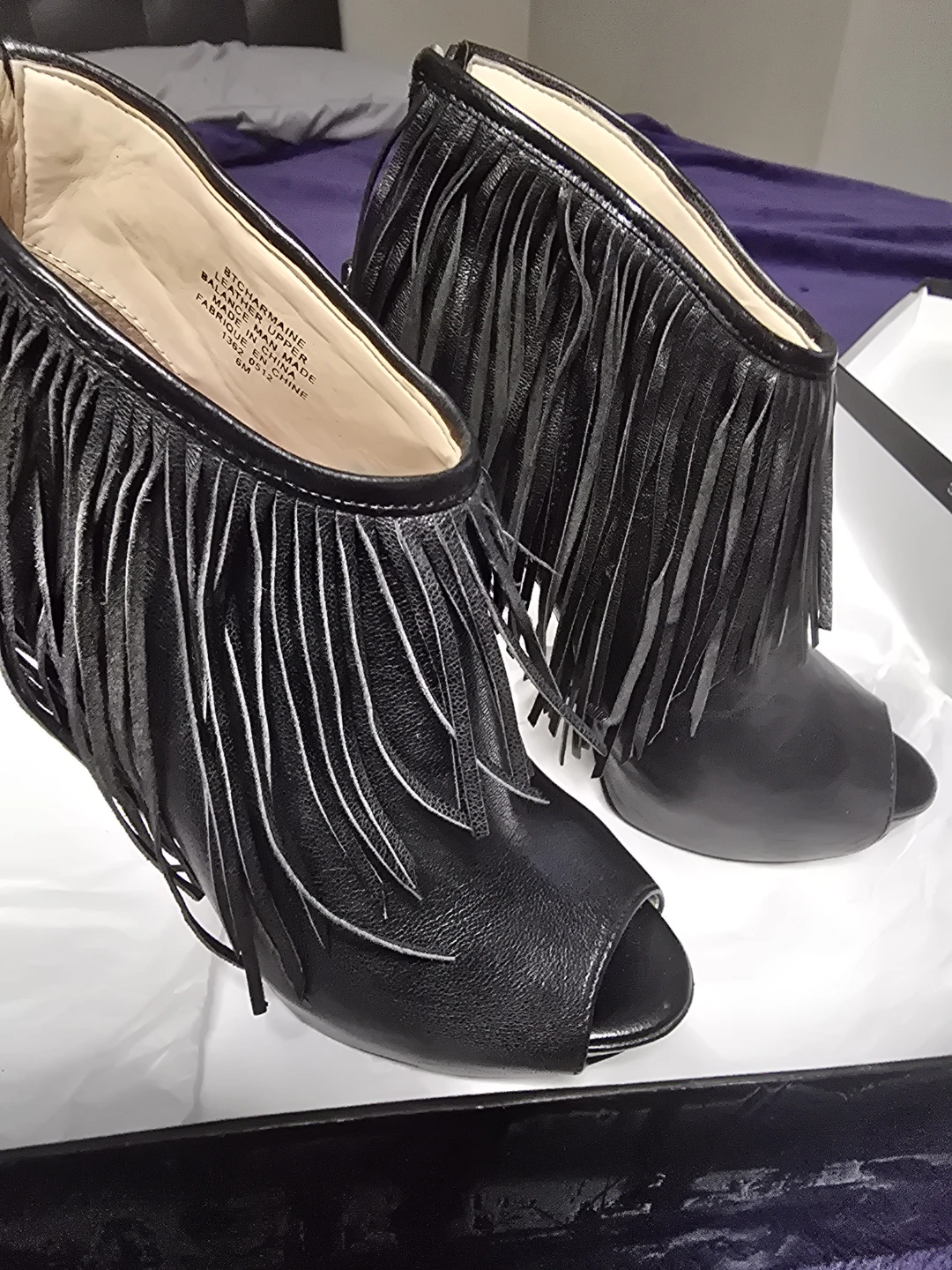 Black Leather Fringe Ankle Boots by Boutique 9 - photo 3