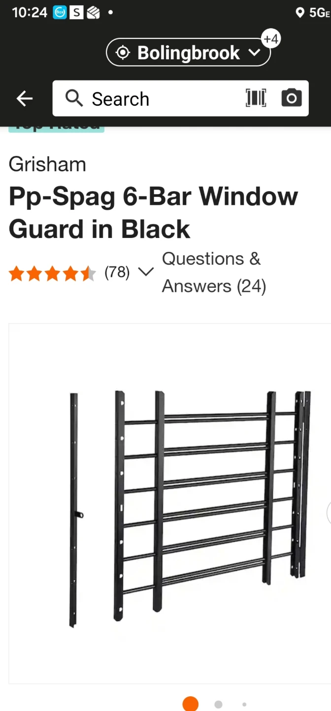 Grisham Black 6-Bar Window Guard