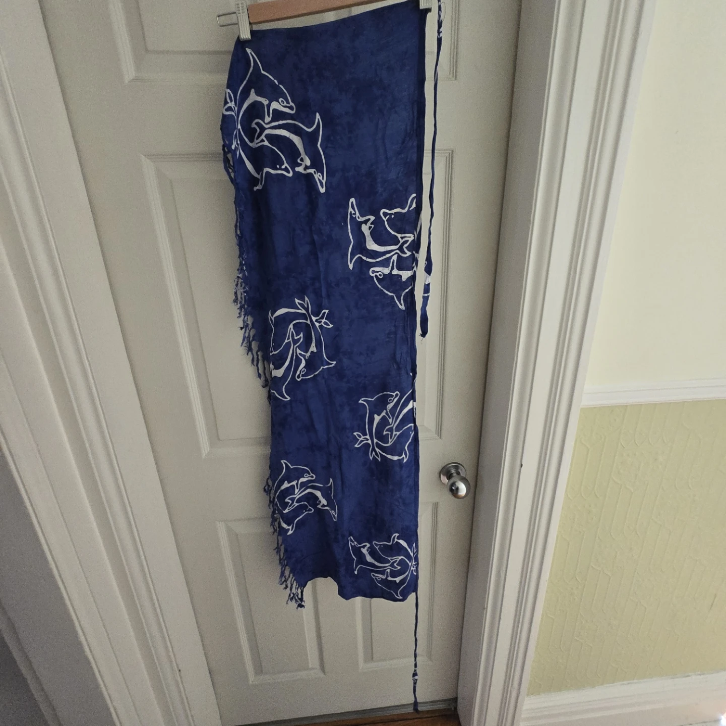 Blue Dolphin Print Sarong Cover-up with Fringe - photo 3