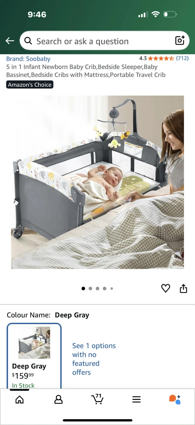 Soobaby 5-in-1 Infant Crib Bedside Sleeper - photo 3