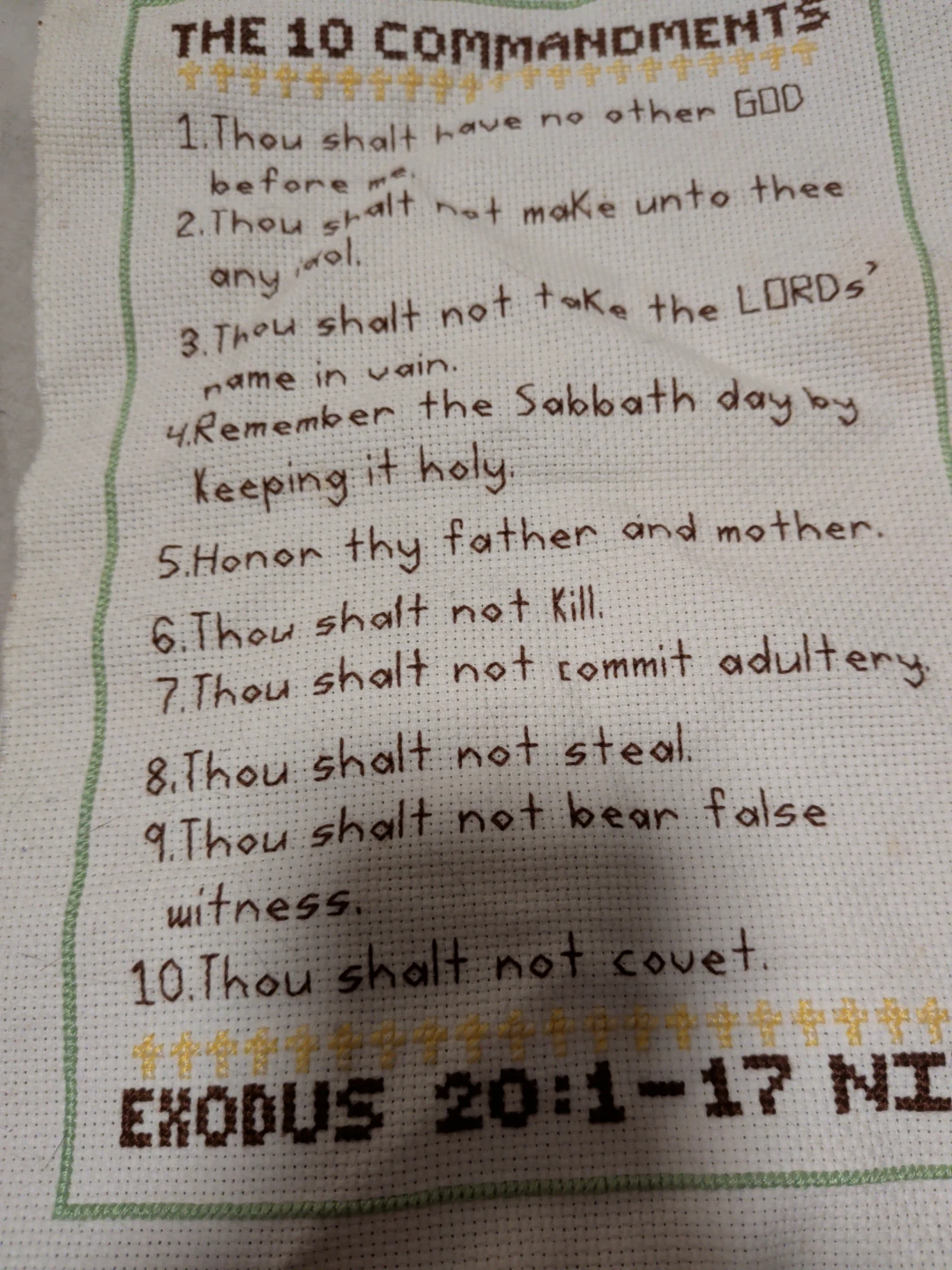 The 10 Commandments Cross-Stitch Wall Hanging