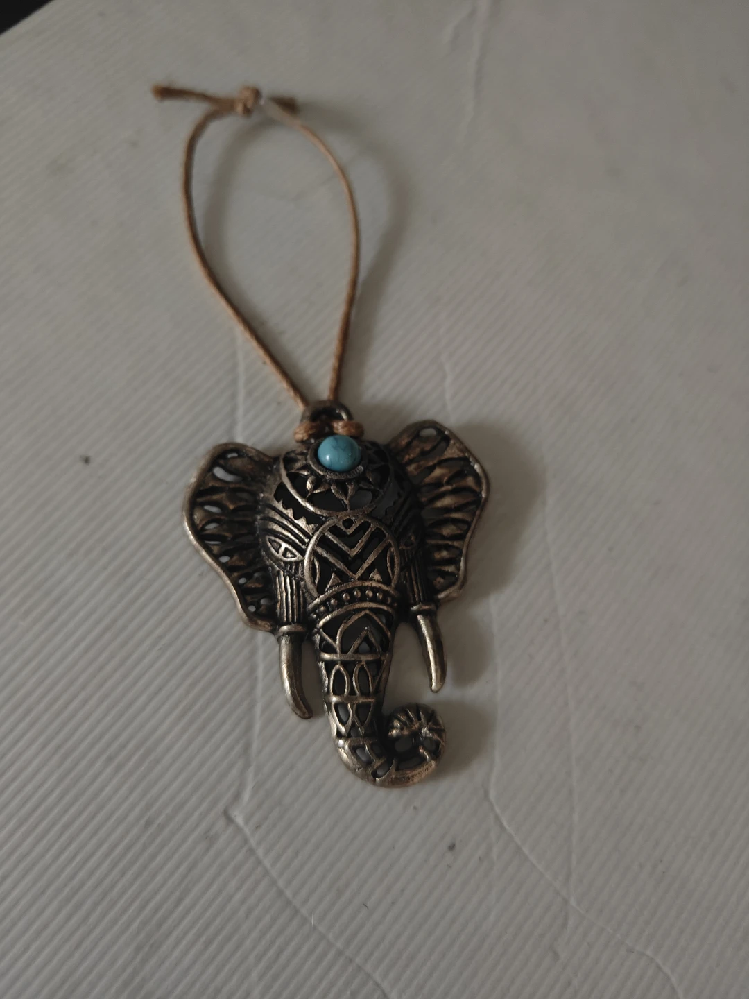 Elephant Pendant Necklace with Turquoise Accent