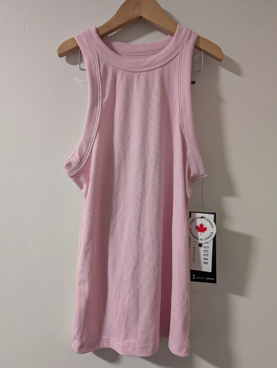 Rebel Sugar Pink Ribbed Tank Top - Size S