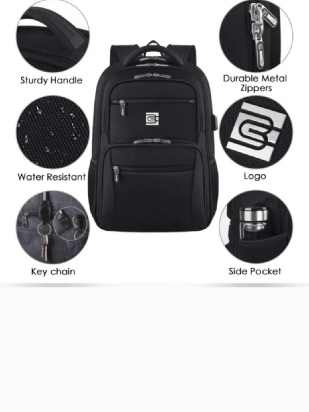 NEW🧡 BACKPACK RFID ID PROTECT BUILT IN, BLACK, Bruno Cavali