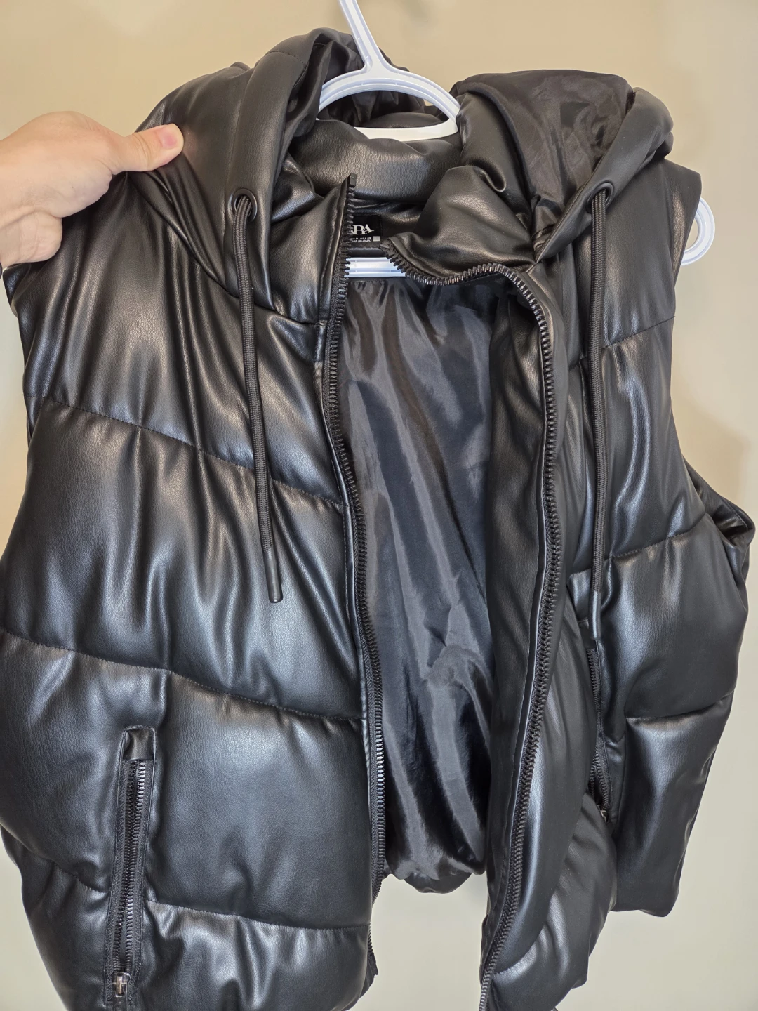 Zara Black Faux Leather Puffer Vest Size S - photo 4
