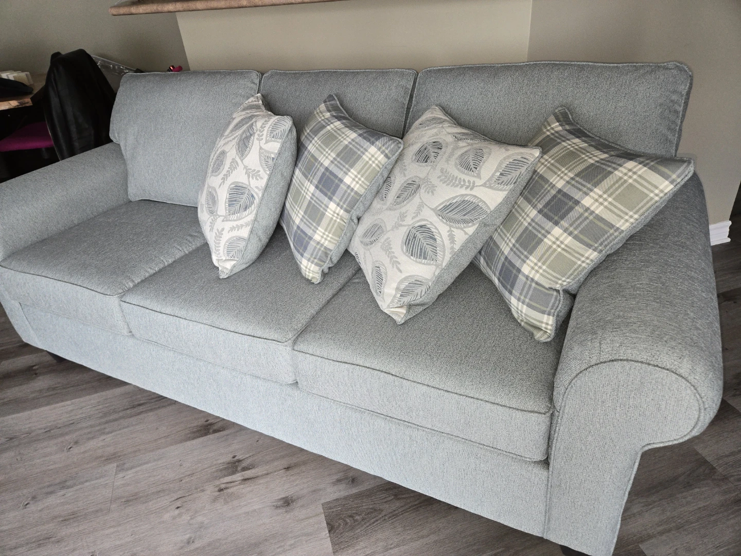 Aqua Fabric Sofa with Accent Pillows - photo 4