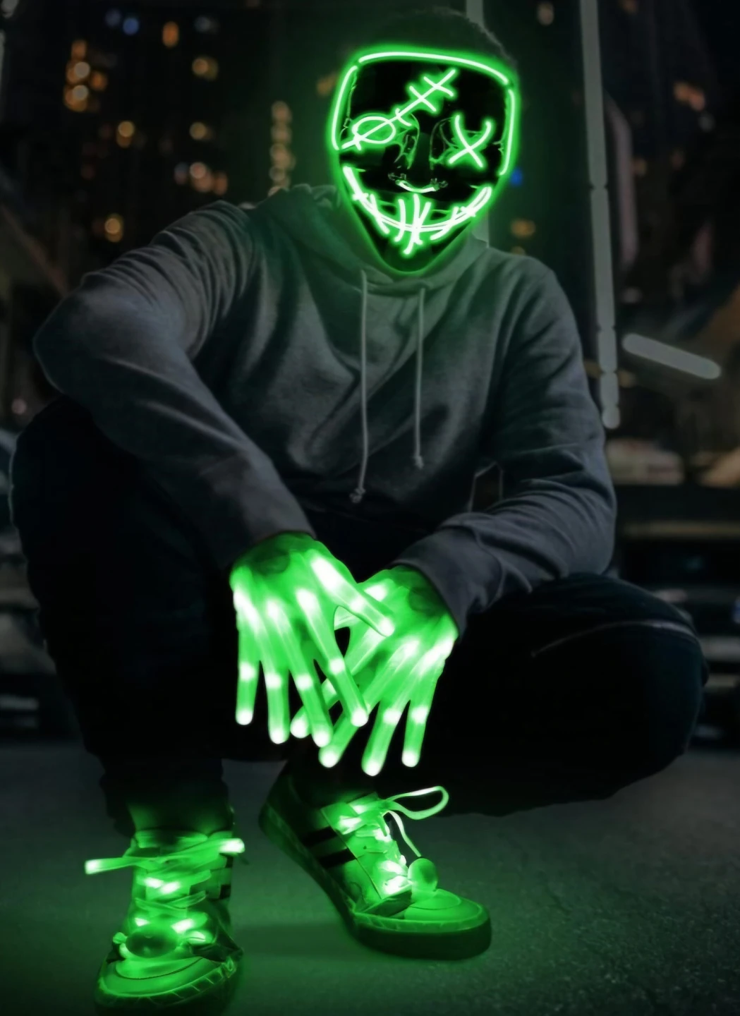 AMENON LED Mask Halloween Scary Mask Cosplay Light Up Costume 🥕
