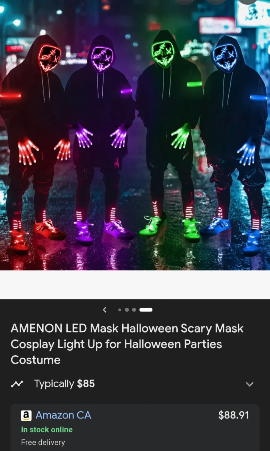 AMENON LED Mask Halloween Scary Mask Cosplay Light Up Costume 🥕 - photo 3