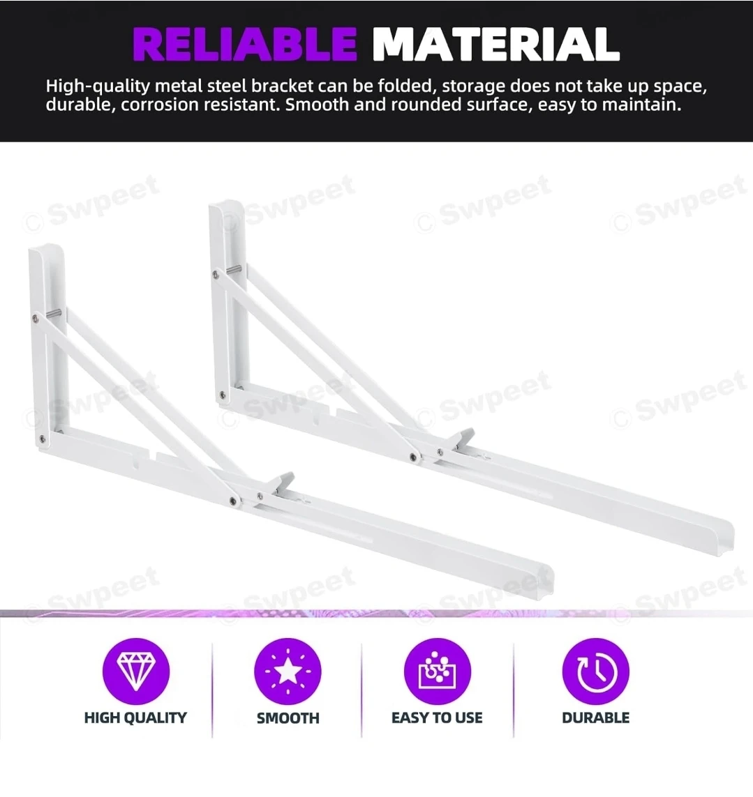 2 Pack 20" Folding Shelf Brackets - White - photo 4