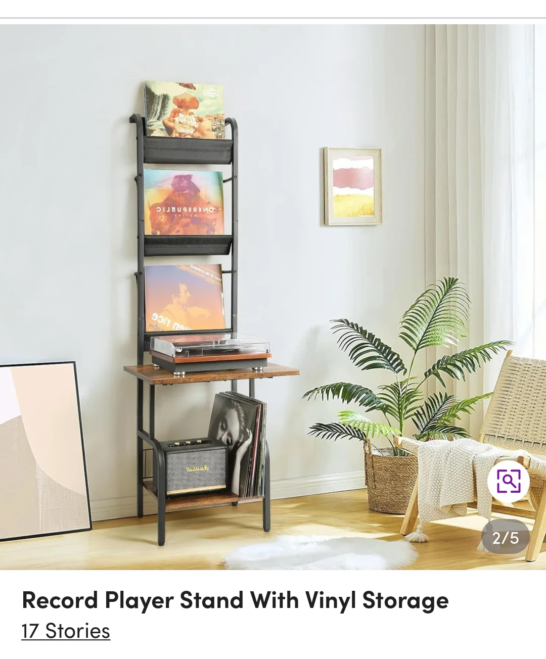 Record Player Stand with Vinyl Storage
