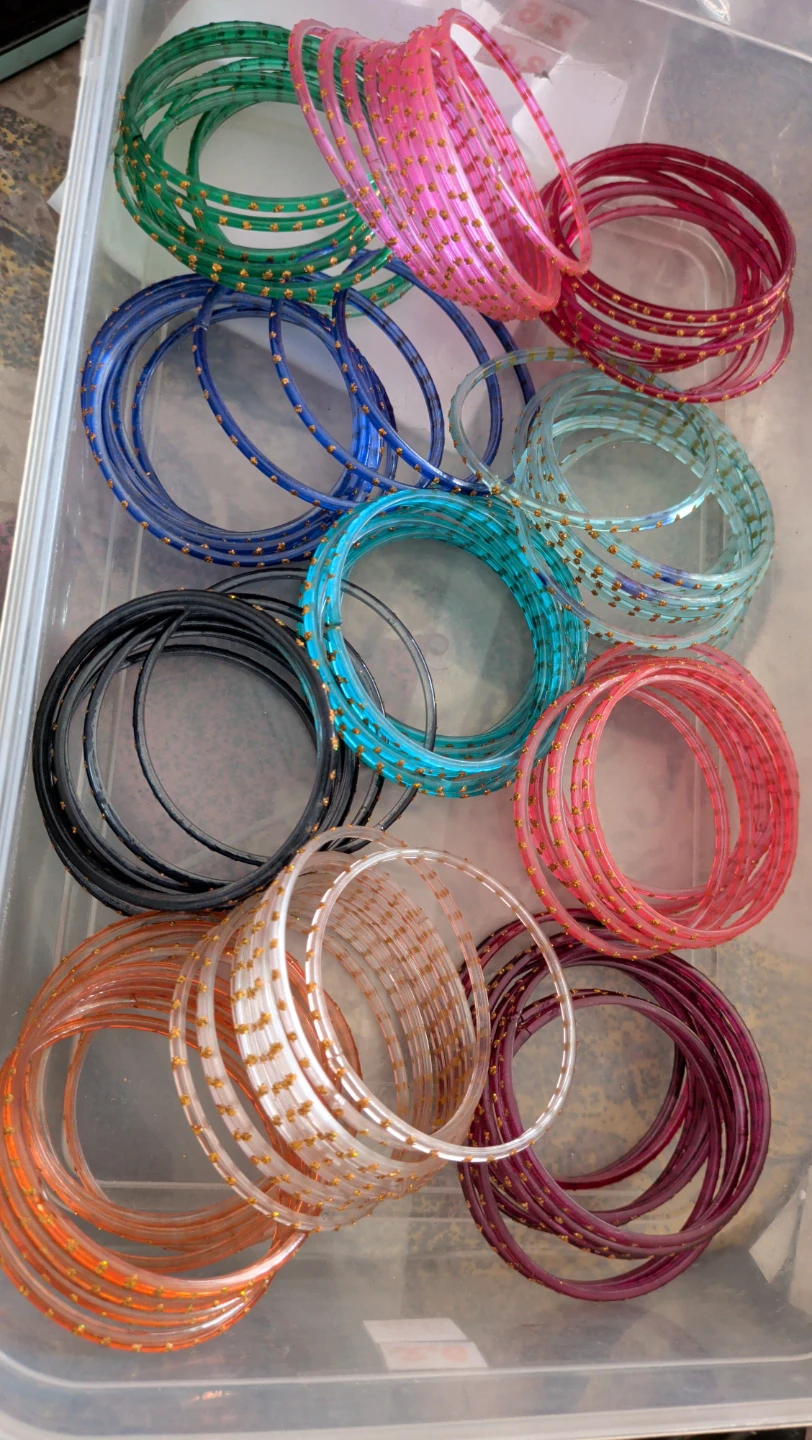 Colourful Bangle Set with Gold Sparkle