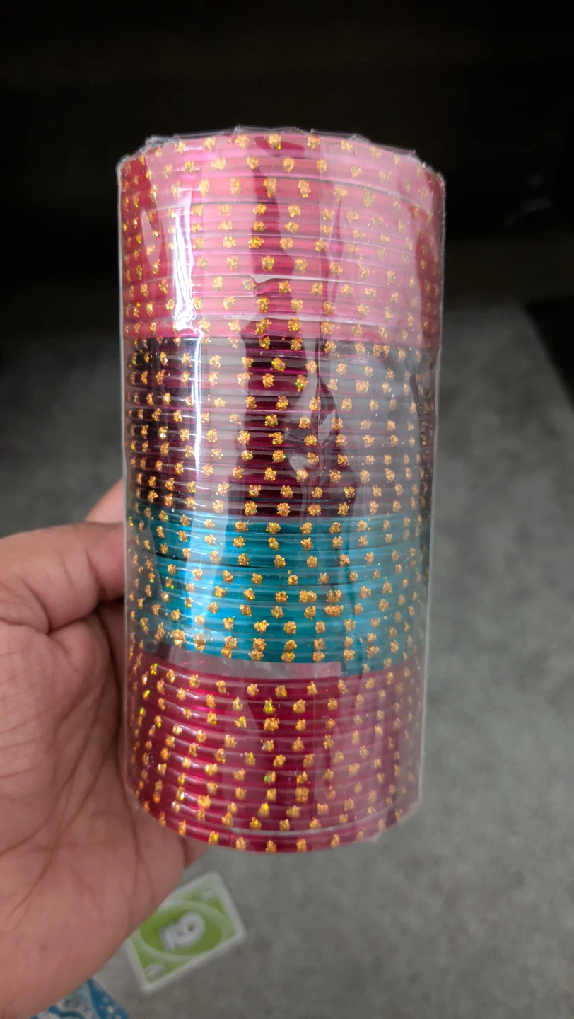 Colourful Bangle Set with Gold Sparkle - photo 2