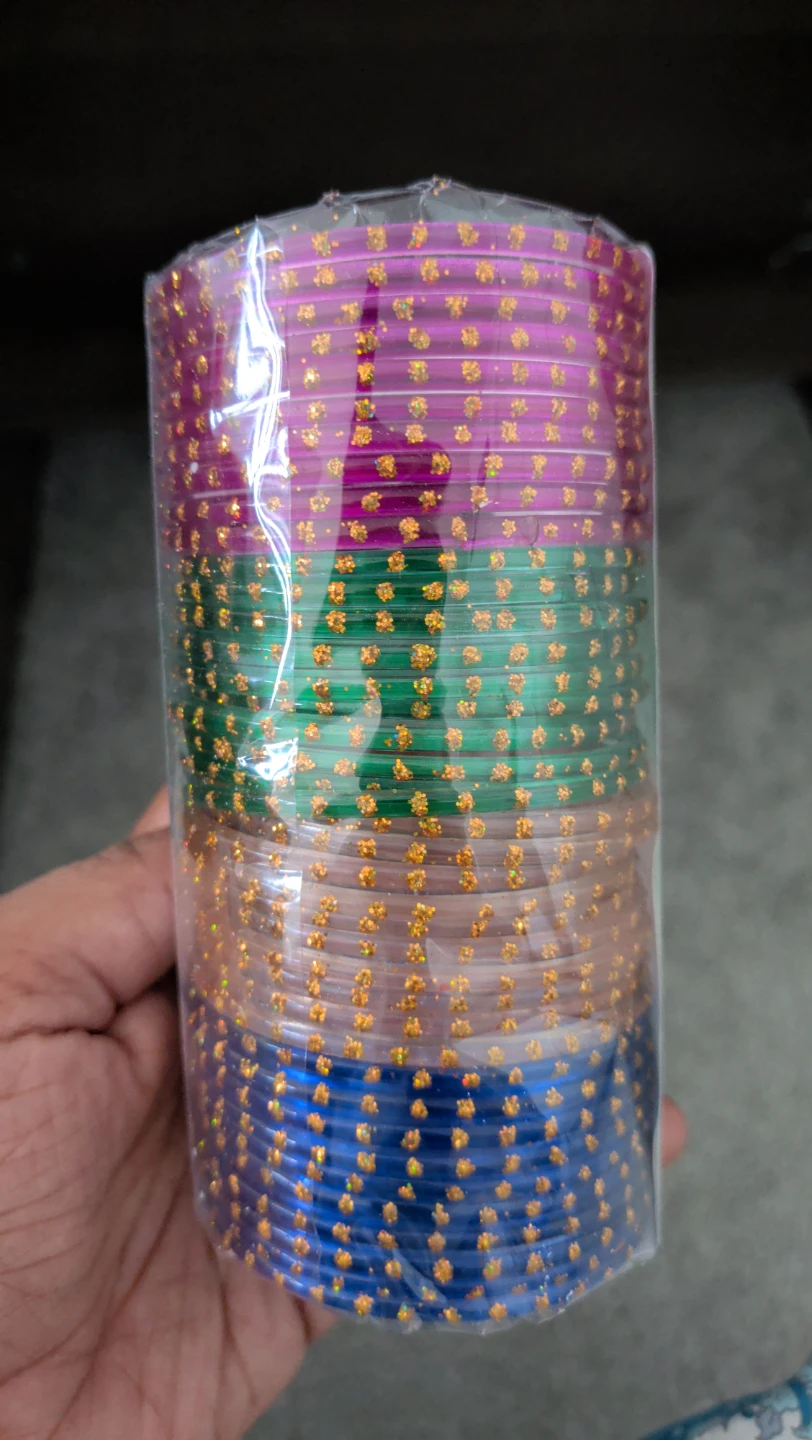 Colourful Bangle Set with Gold Sparkle - photo 3