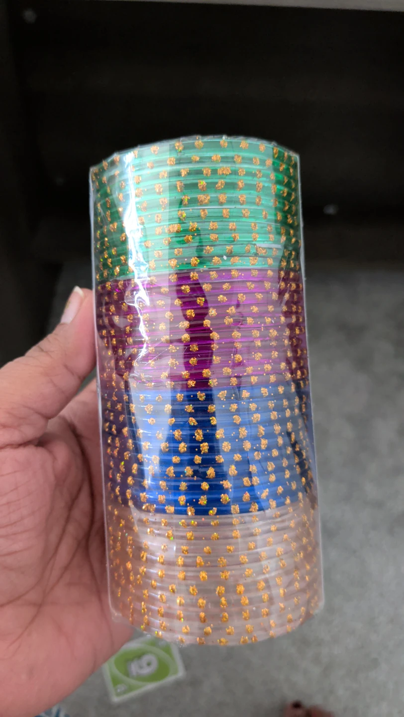 Colourful Bangle Set with Gold Sparkle - photo 4