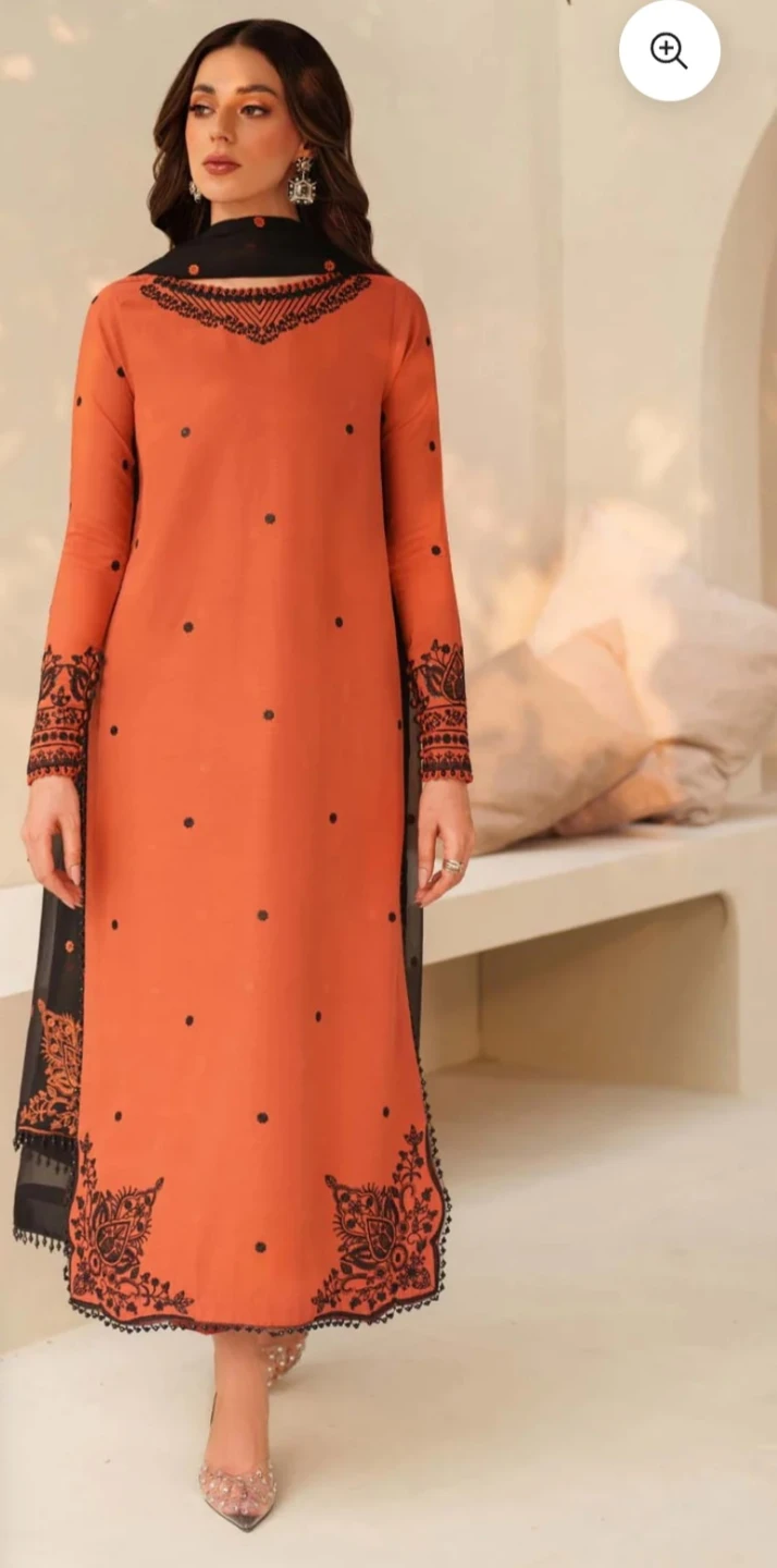 Orange and Black Embroidered Women's Kurti with Dupatta - photo 4