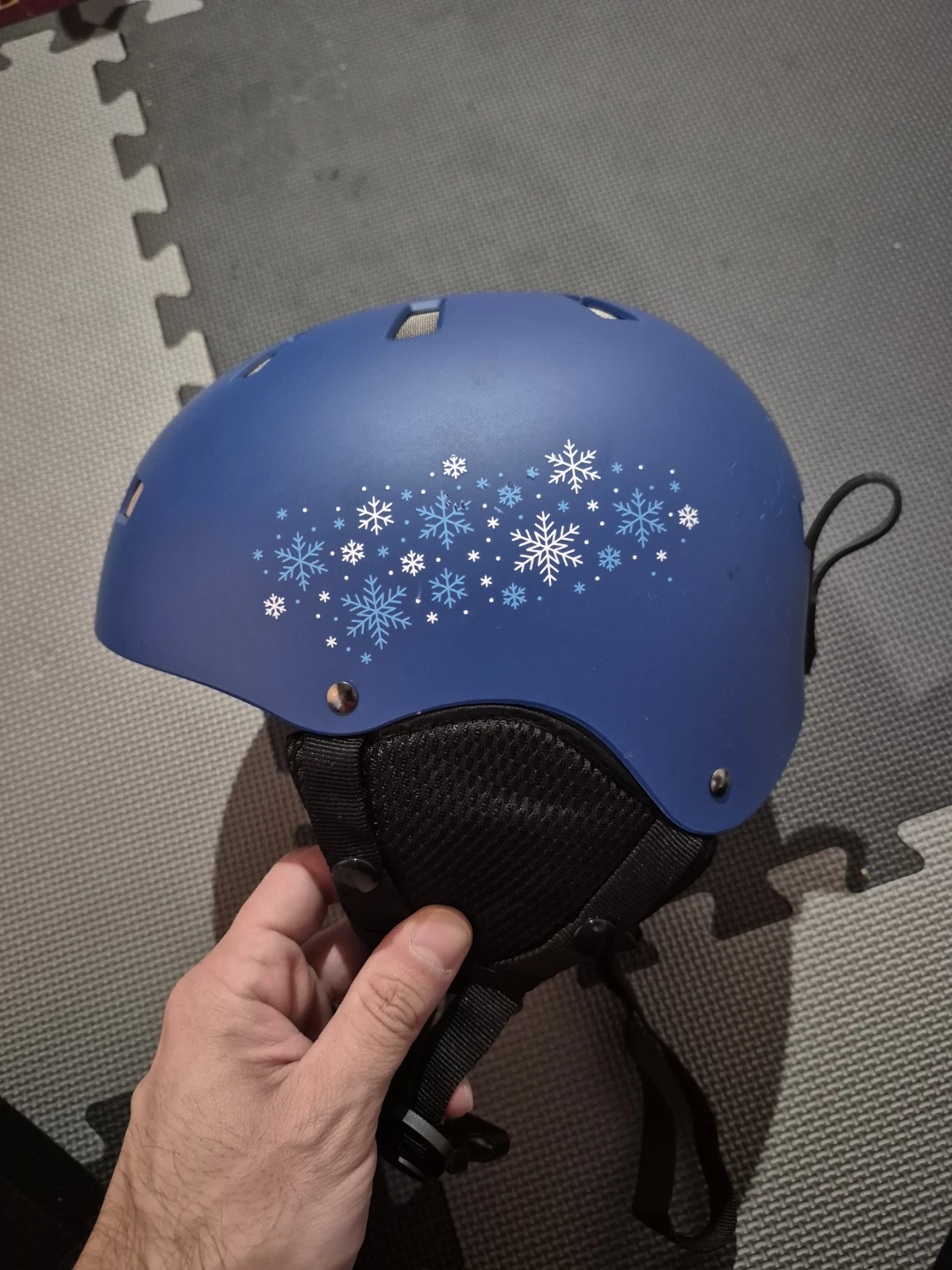 Ryde Blue Ski Snowboard Helmet with Snowflake Design