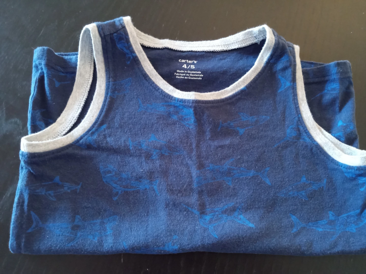 🥕Carter's Blue Shark Print Tank Top Size 4/5 - photo 3