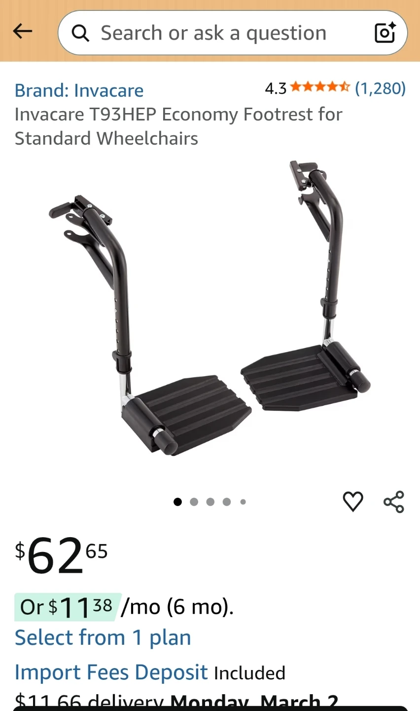 Economy Footrest for Standard Wheelchairs