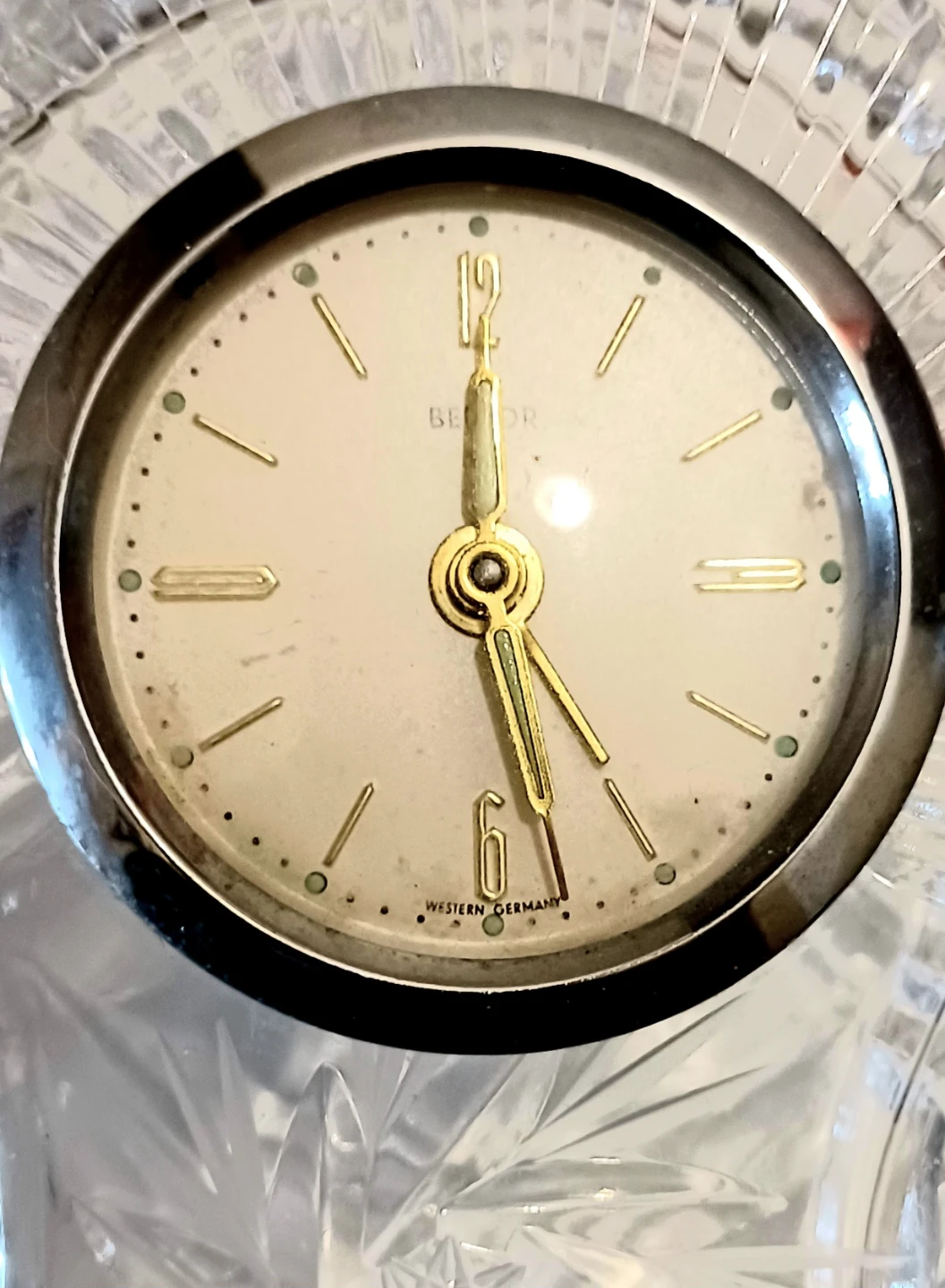 Unique W.German Belfor pinwheel crystal Mechanical Alarm Clock - photo 4