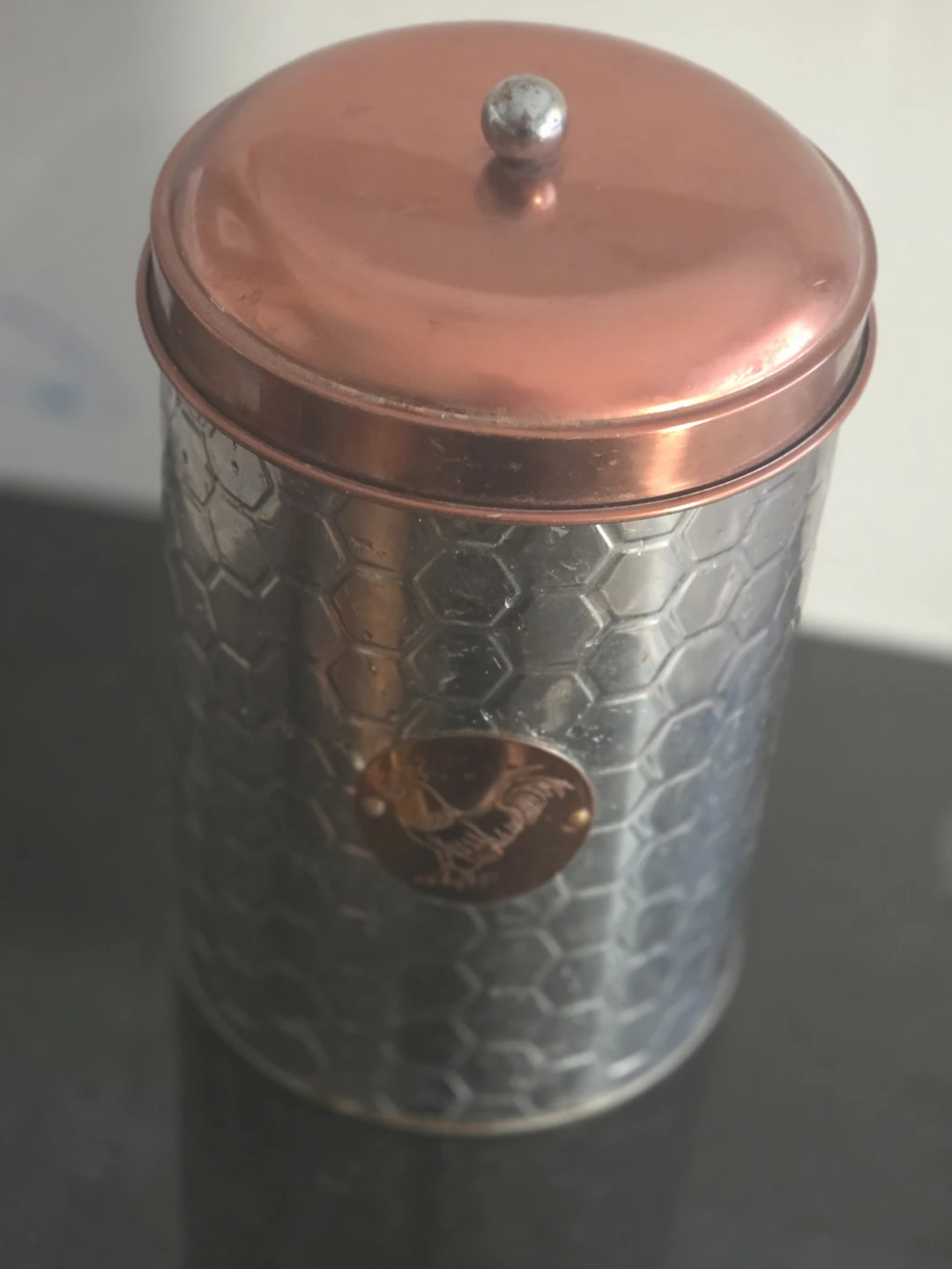 Decorative Canister with Rooster Emblem