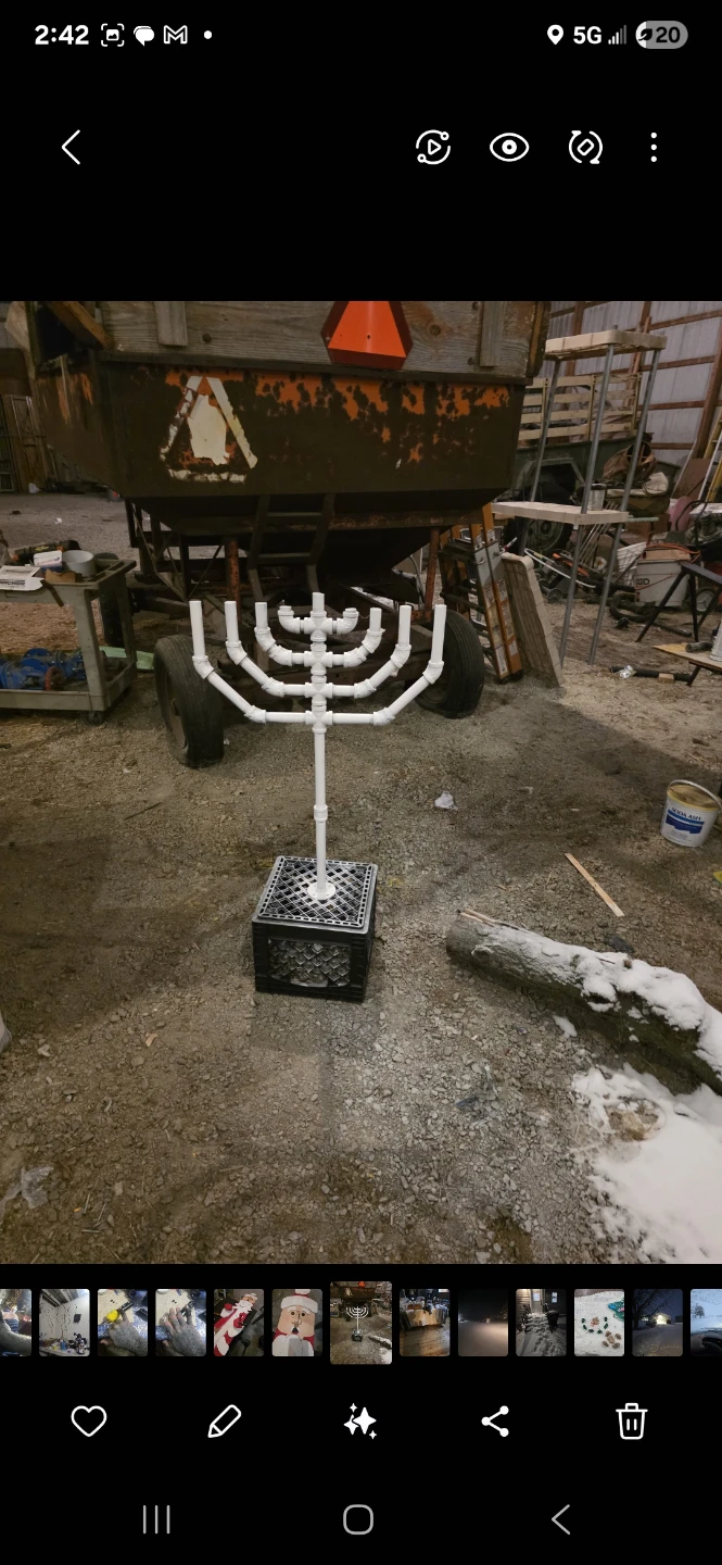 Large metal hanukkah menorah