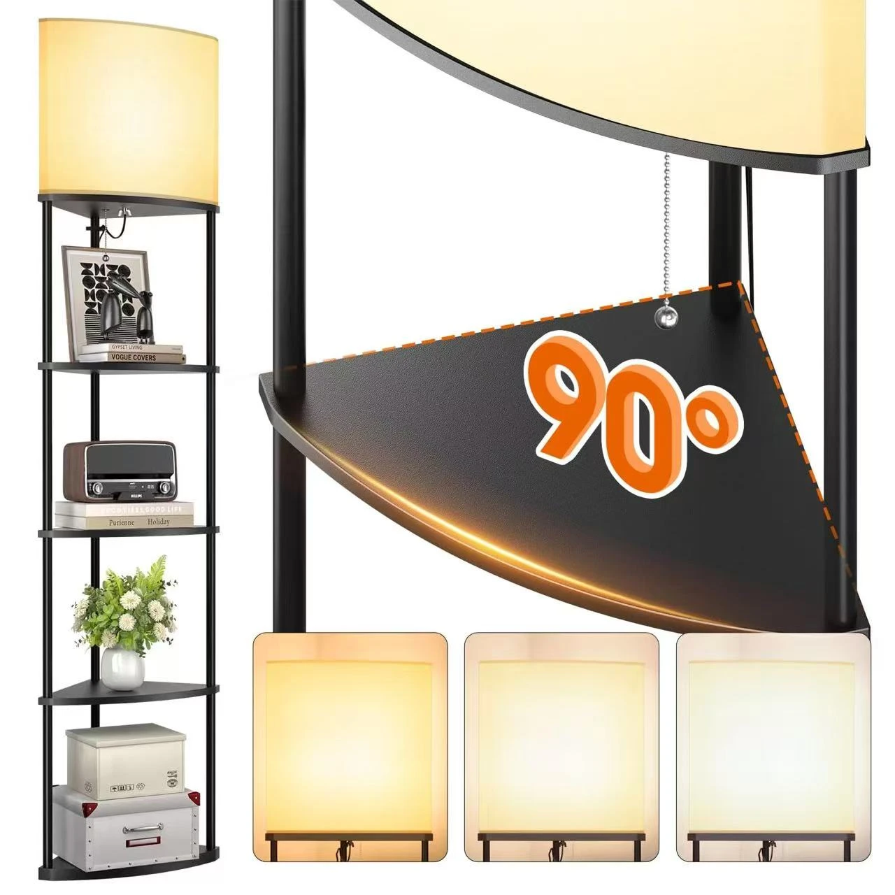 Corner Floor Lamp with Shelves - photo 2