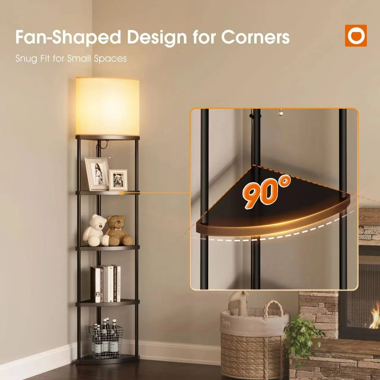 Corner Floor Lamp with Shelves - photo 4