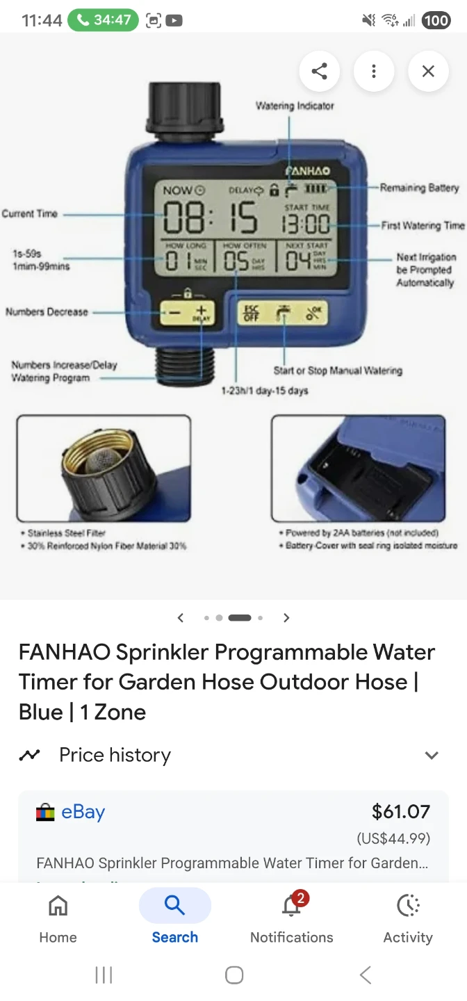 FANHAO Programmable Water Timer Blue | 1 Zone - photo 5