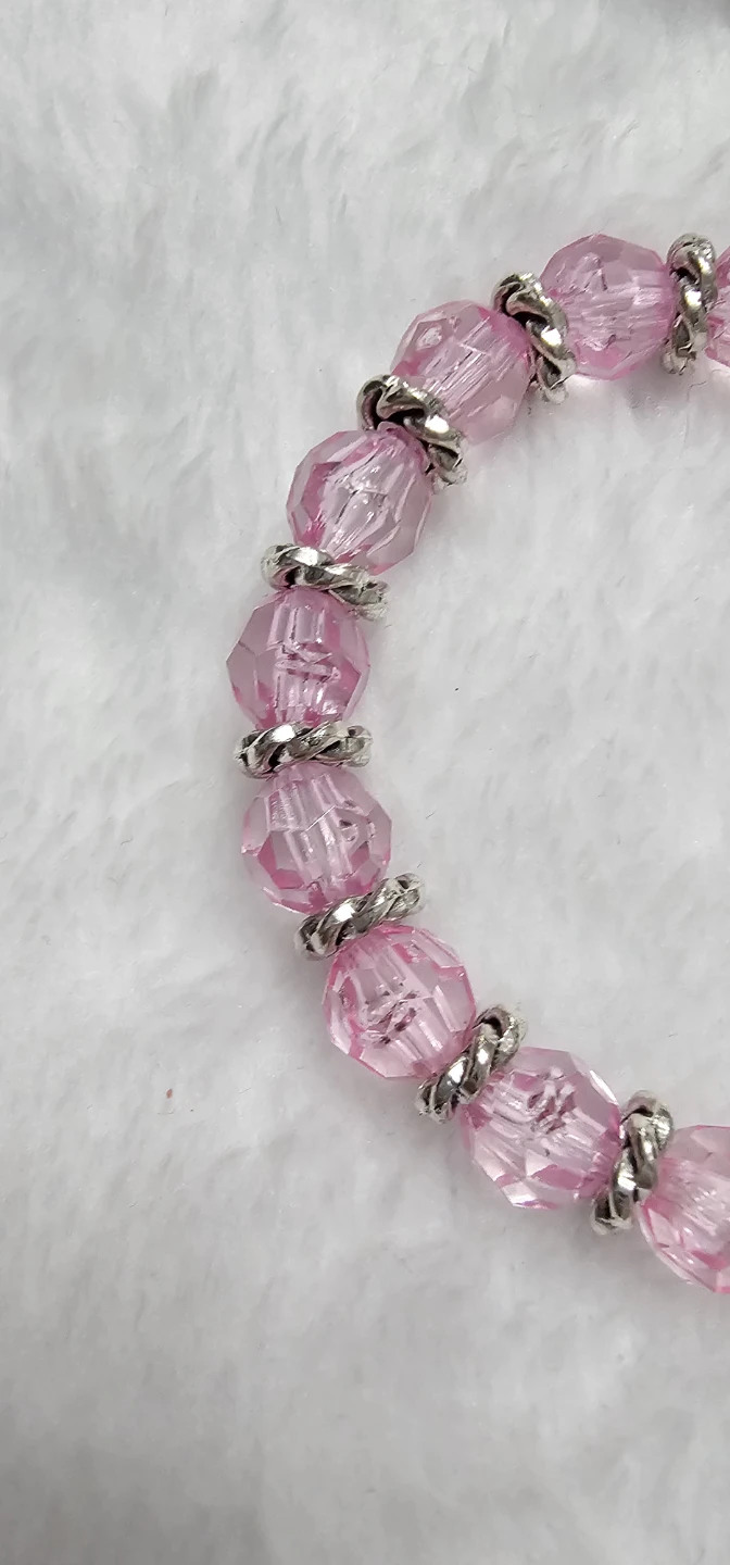 Pink Beaded Rosary Bracelet with Crucifix Charm - photo 2