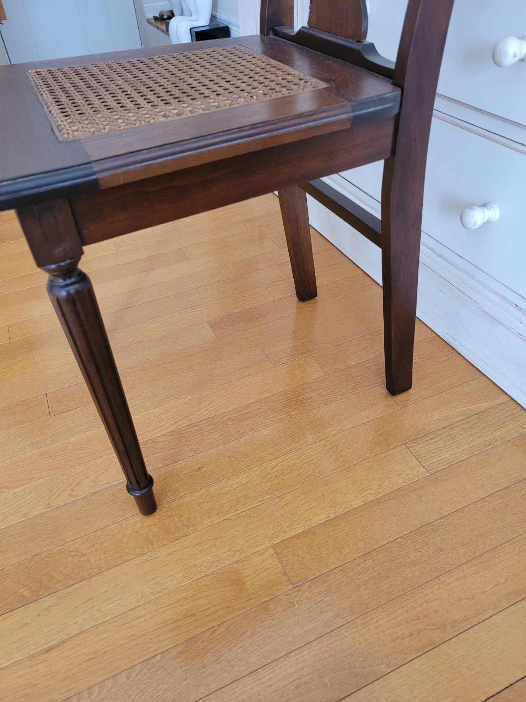 Cottage Chic Vintage Dark Wood Cane Seat Chair - photo 4