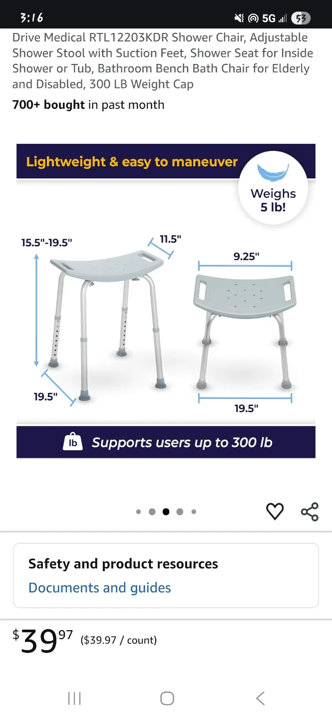 Drive Medical Adjustable Shower Chair - photo 4