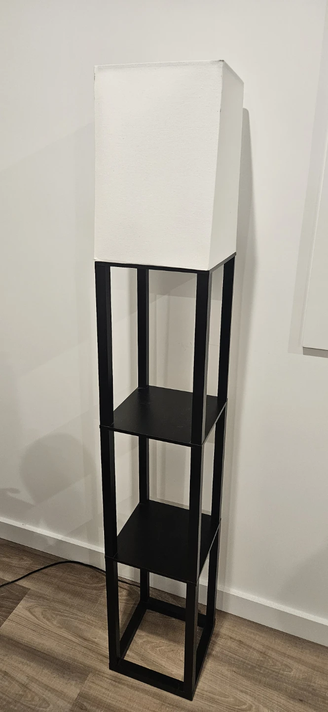 Black Floor Lamp with Shelves